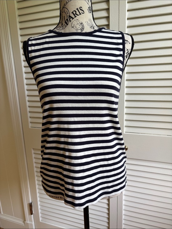 J. Crew Tops - NWOT J. Crew Navy & White Wide Stripe Sleeveless Top Tank Tee L